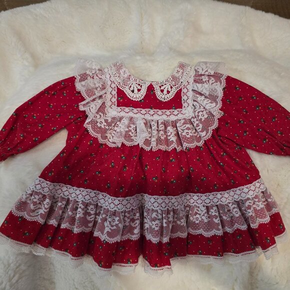 CHRISTMAS! Handsewn Newborn Dress - Picture 1 of 4